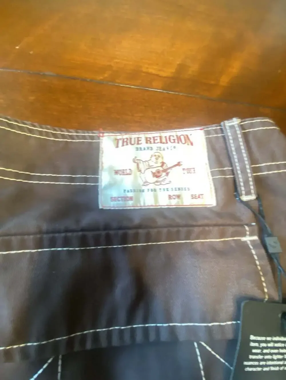 True Religion Men's Bracken Brown Cargo Pants Contrast Stitch Size 40